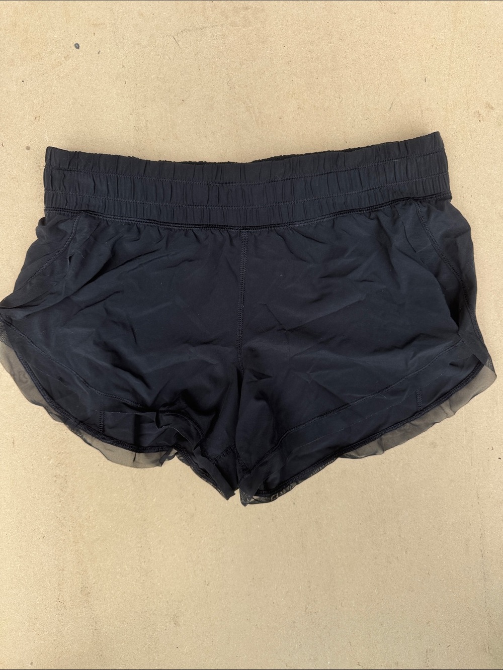 lululemon athletica Black Athletic Shorts with Sheer Hem